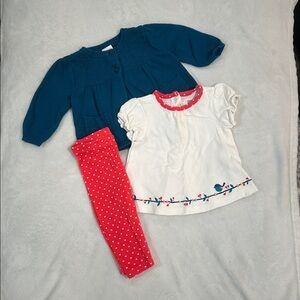 Gymboree White and Red Baby Top with Heart Trim